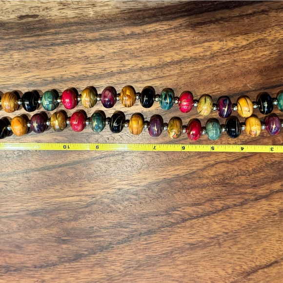 Vintage bead necklace SIGNED Painted wooden beads! Rare.HIGH END STYLE Mint con… - Picture 10 of 10